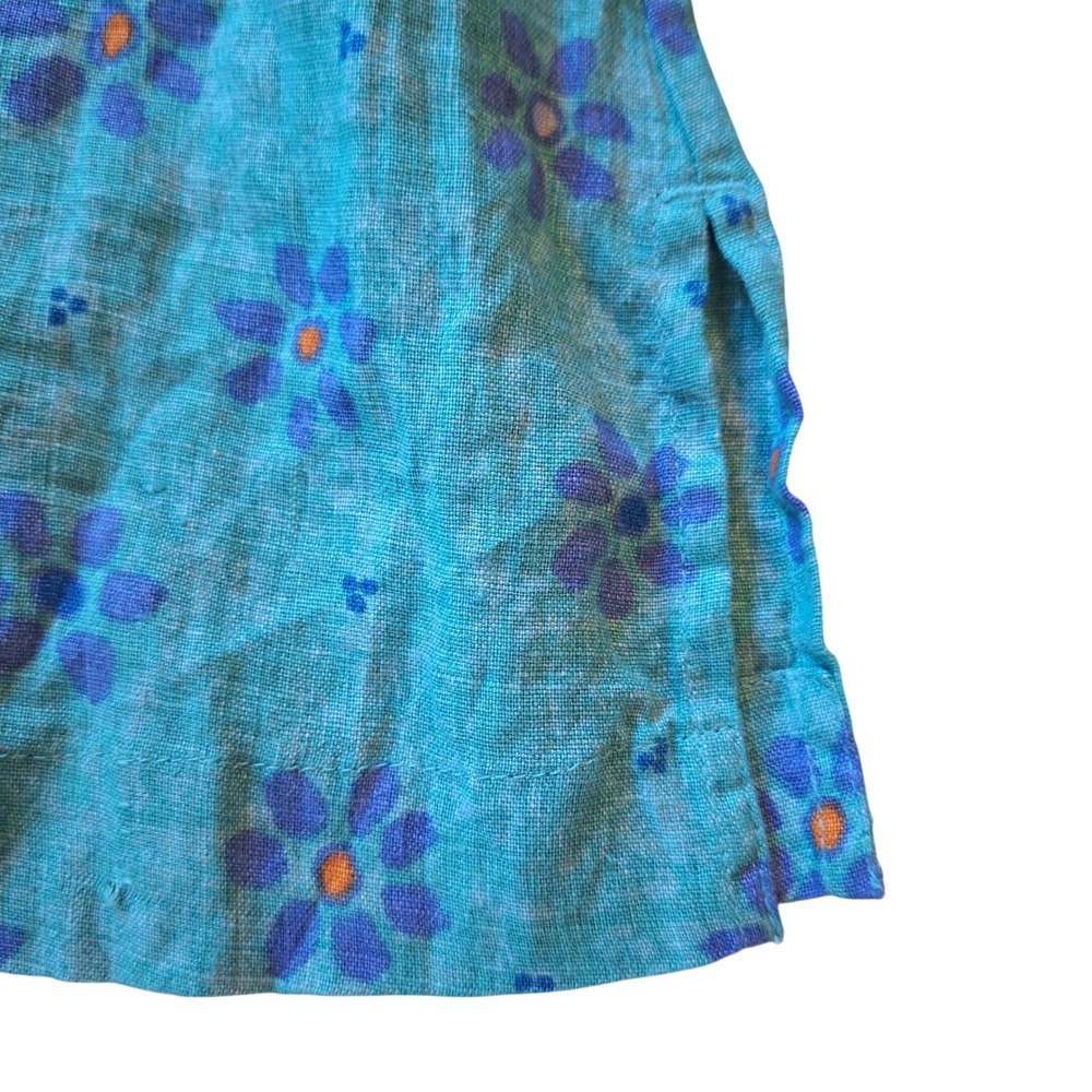 Gudrun Sjoden Long Sleeve Boho Relaxed Lounge Tunic Teal Purple Floral Medium - Picture 3 of 7